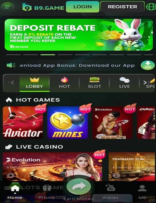 Card, slot and fishing game rooms inside the B9 Game app lobby